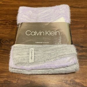 Calvin Klein Lilac and Gray 2 Piece Set Hat & Loop
